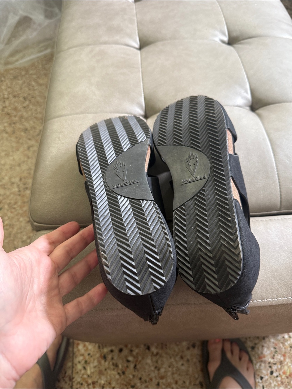 Volatile Black Cork Wedge Sandals - Picture 3 of 5
